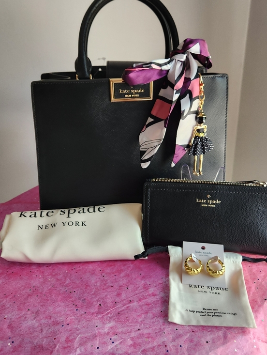 kate spade Handbags - Kate Spade Black Reegan Satchel 7pc Set NWT